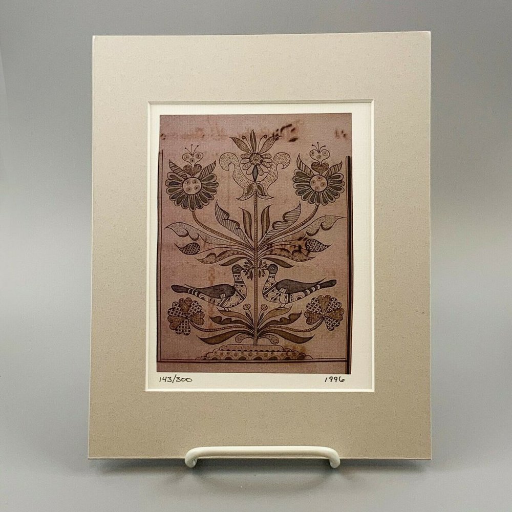Vintage Folk Art Print Botanical Floral Farmhouse